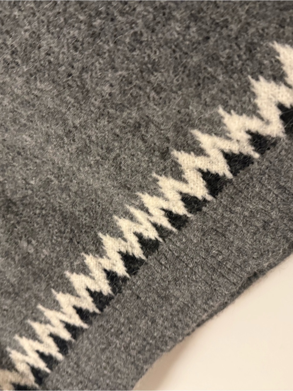 NWOT Pendleton Gray Fair Isle Crewneck Sweater with Cream & Black Accents - Picture 5 of 7